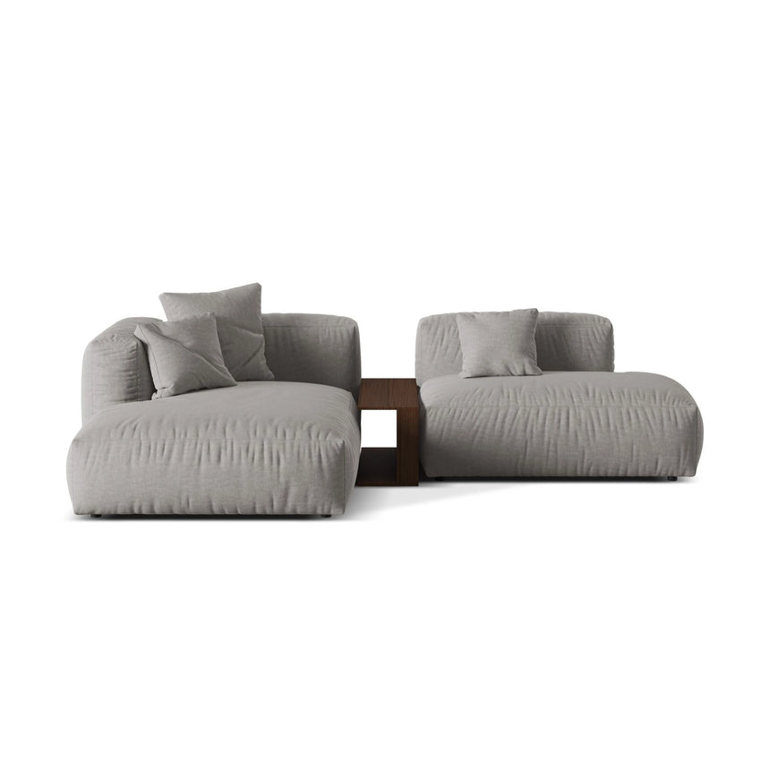 Martina modulares Ecksofa, Linke Seite, aus Strukturierter Stoff in Hellgrau (Boston Light Grey), 285x176 cm
 von Micadoni – Bild 1