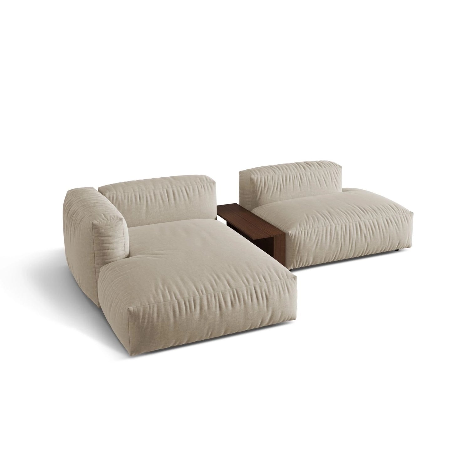 Martina modulares Ecksofa, Linke Seite, aus Strukturierter Stoff in Leichtes Beige (Boston Toffee), 285x176 cm
 von Micadoni – Bild 4