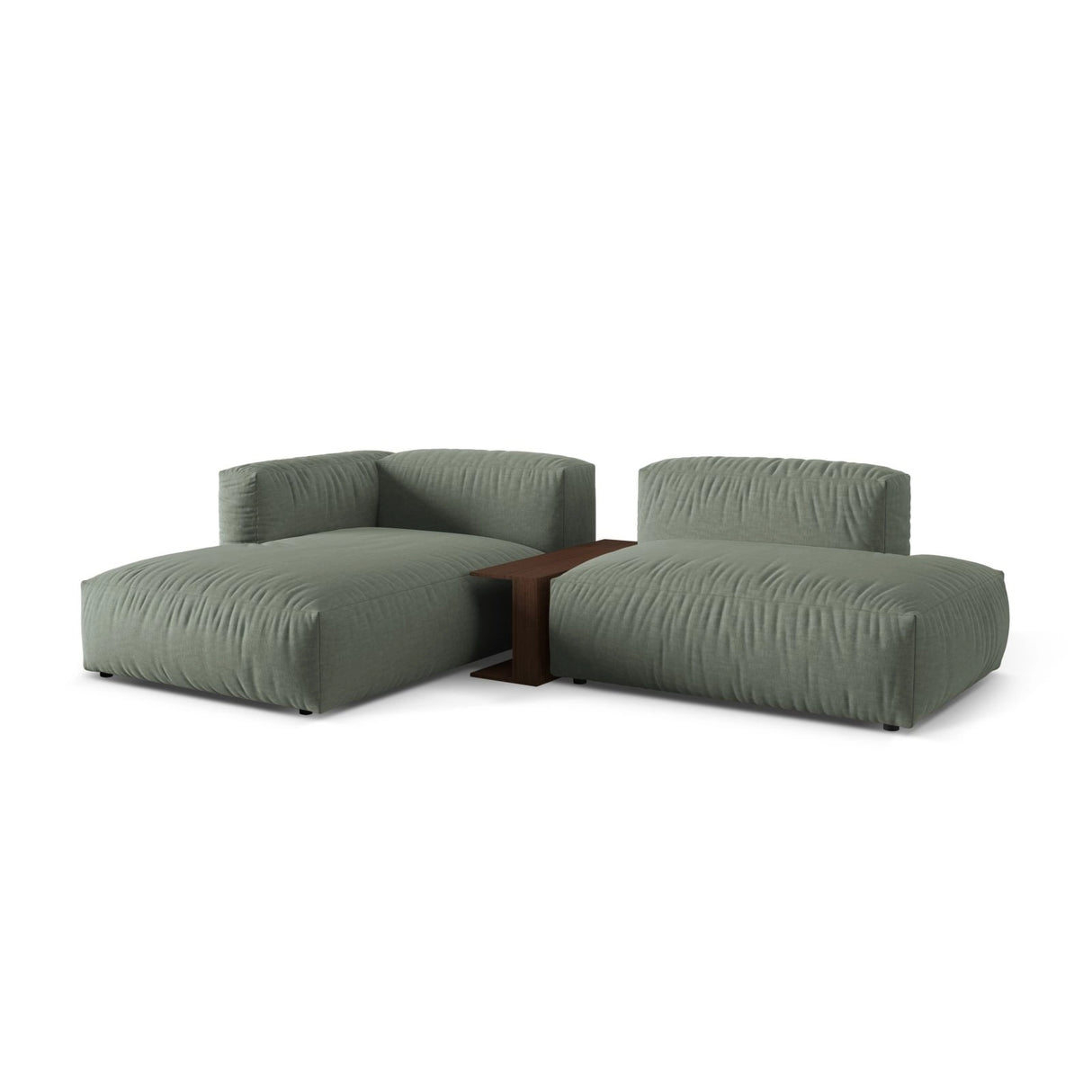 Martina modulares Ecksofa, Linke Seite, aus Strukturierter Stoff in Moosgrün (Boston Water Green), 285x176 cm
 von Micadoni – Bild 3