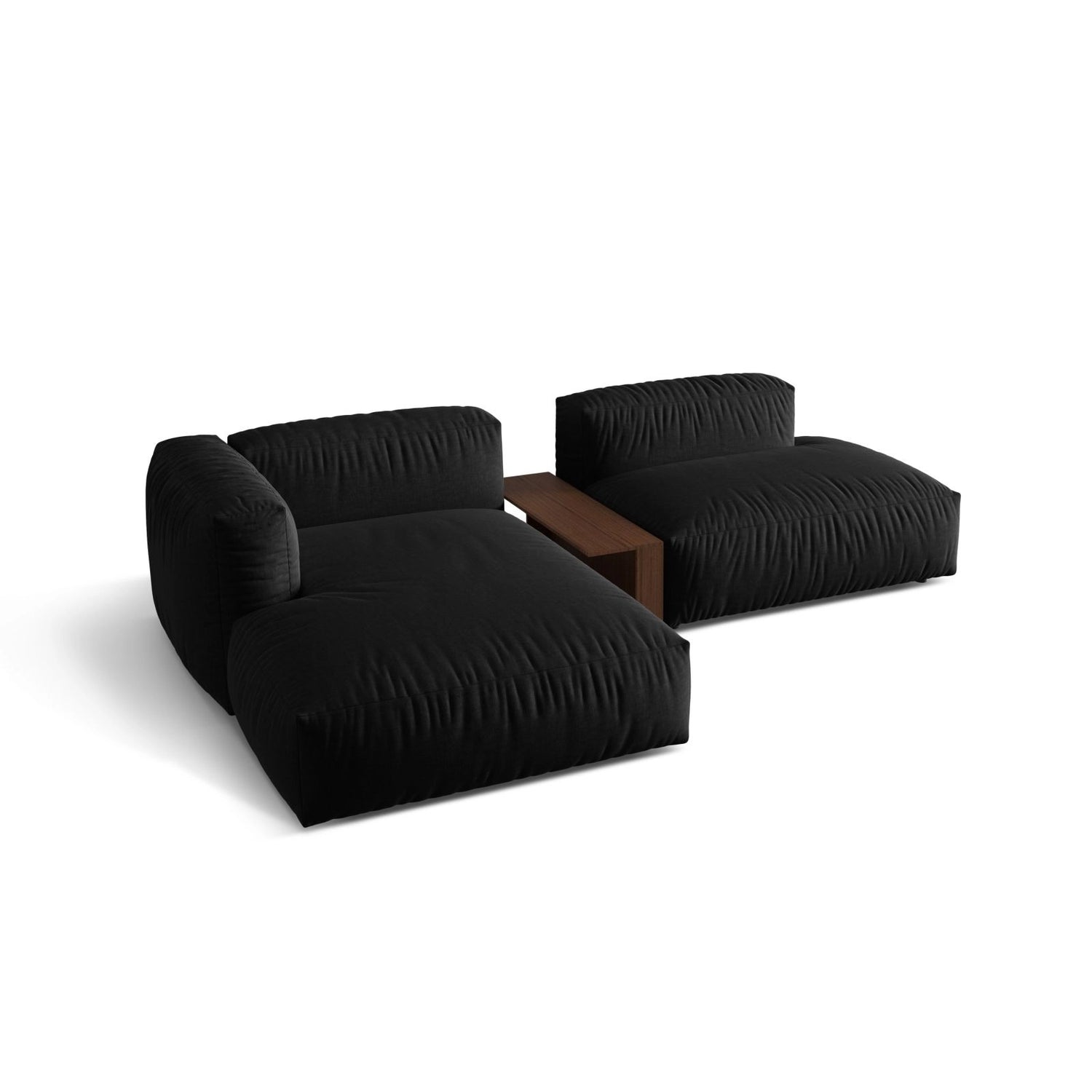 Martina modulares Ecksofa, Linke Seite, aus Strukturierter Stoff in Schwarz (Boston Black), 285x176 cm
 von Micadoni – Bild 4