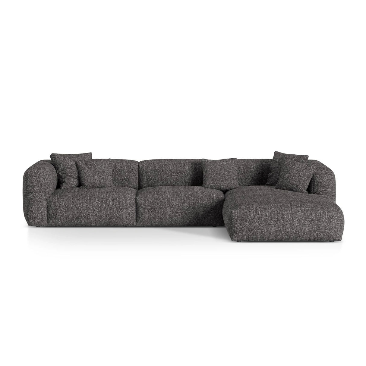 Martina modulares Ecksofa, Rechte Seite, Sitztiefe 76 cm, aus Boucle in Anthrazit (Monet Anthracite), 330x176 cm von Micadoni – Bild 1