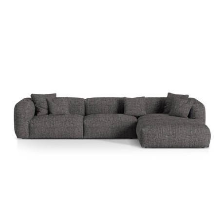 Martina modulares Ecksofa, Rechte Seite, Sitztiefe 76 cm, aus Boucle in Anthrazit (Monet Anthracite), 330x176 cm von Micadoni – Bild 1