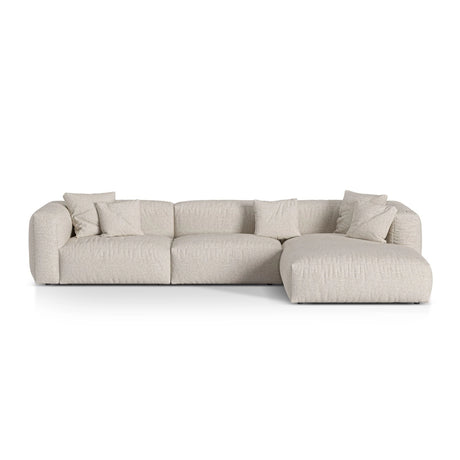 Martina modulares Ecksofa, Rechte Seite, Sitztiefe 76 cm, aus Boucle in Beige (Monet Sand), 330x176 cm von Micadoni – Bild 1