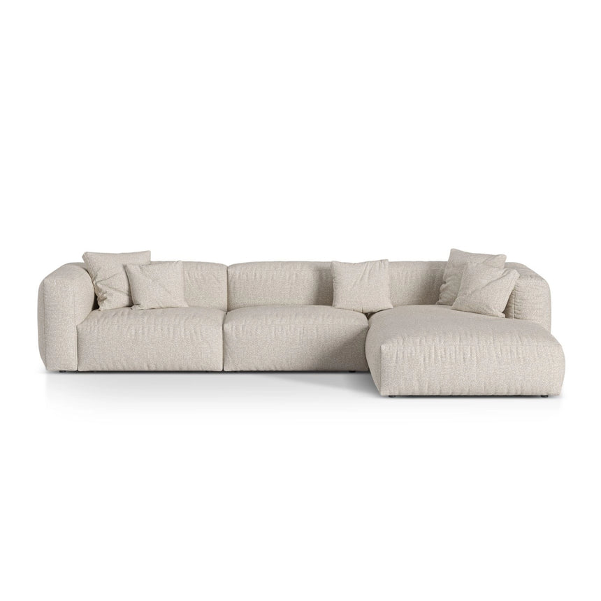 Martina modulares Ecksofa, Rechte Seite, Sitztiefe 76 cm, aus Boucle in Beige (Monet Sand), 330x176 cm von Micadoni – Bild 1