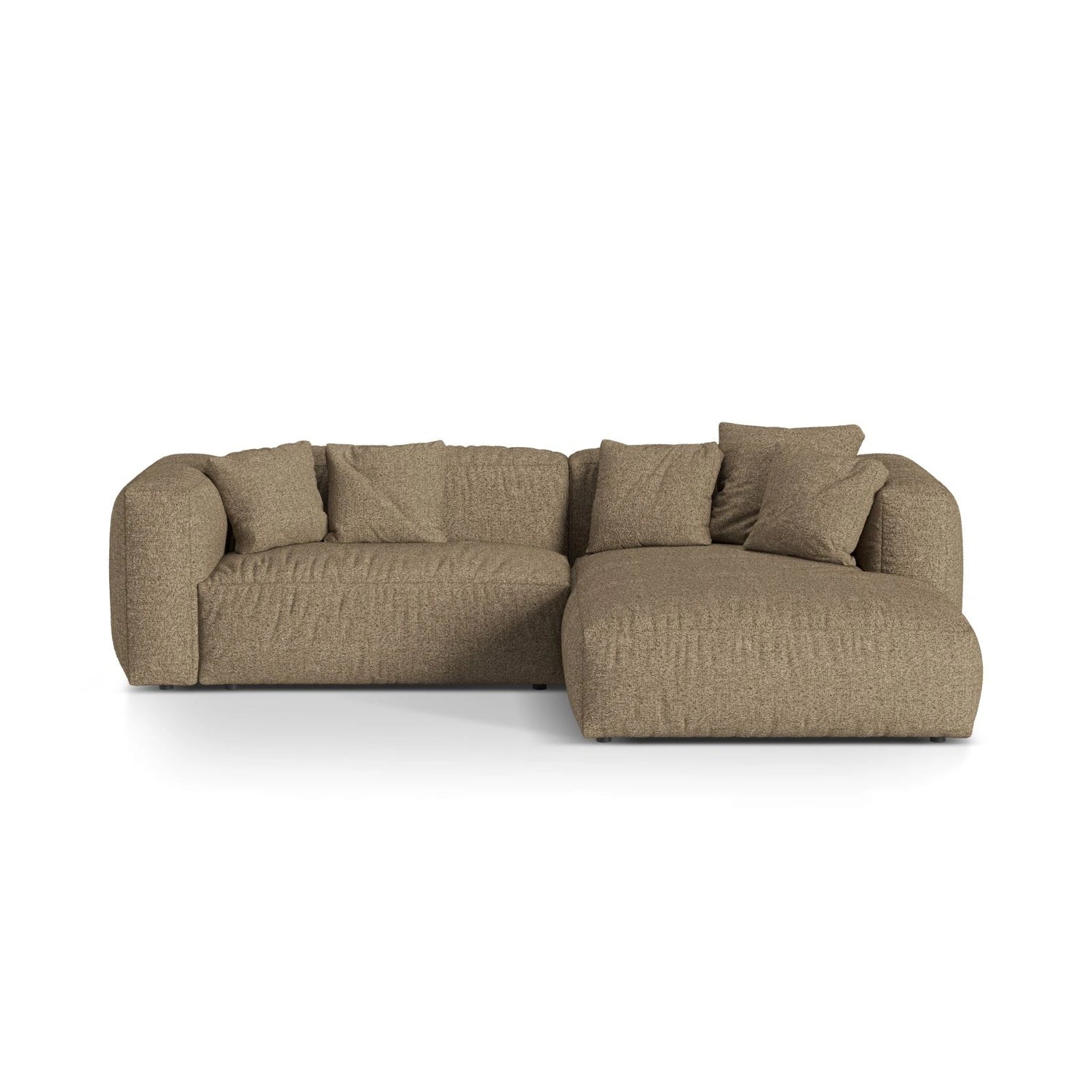 Martina modulares Ecksofa, Rechte Seite, Sitztiefe 76 cm, aus Boucle in Cappuccino (Monet Cappucino), 280x176 cm von Micadoni – Bild 1