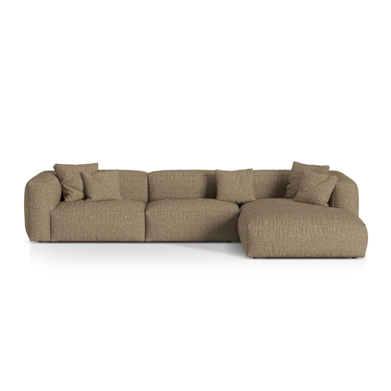 Martina modulares Ecksofa, Rechte Seite, Sitztiefe 76 cm, aus Boucle in Cappuccino (Monet Cappucino), 330x176 cm von Micadoni – Bild 1