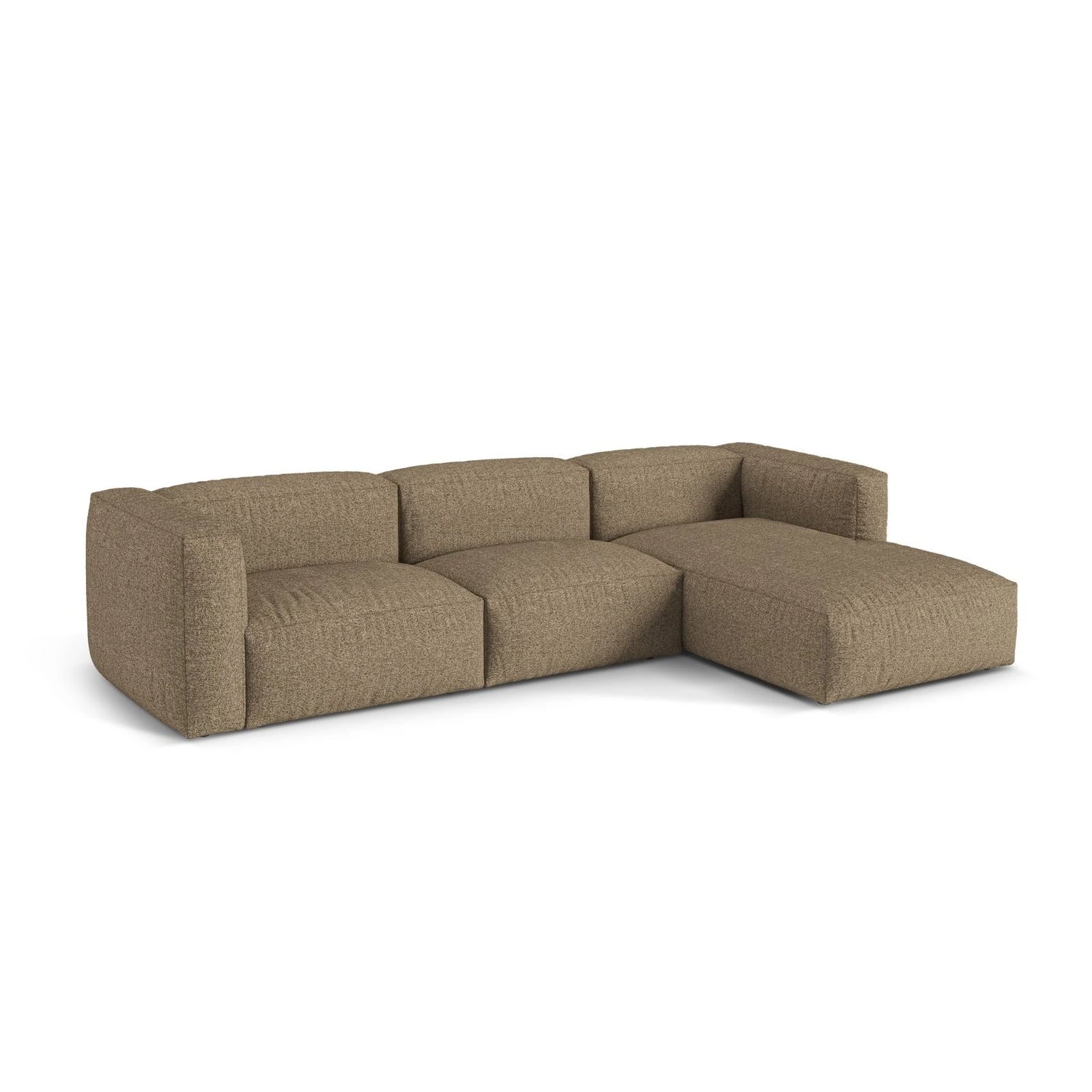 Martina modulares Ecksofa, Rechte Seite, Sitztiefe 76 cm, aus Boucle in Cappuccino (Monet Cappucino), 330x176 cm von Micadoni – Bild 3