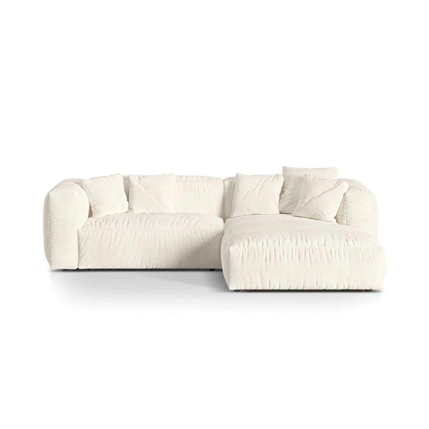 Martina modulares Ecksofa, Rechte Seite, Sitztiefe 76 cm, aus Boucle in Elfenbein (Monet Nata), 280x176 cm von Micadoni – Bild 1