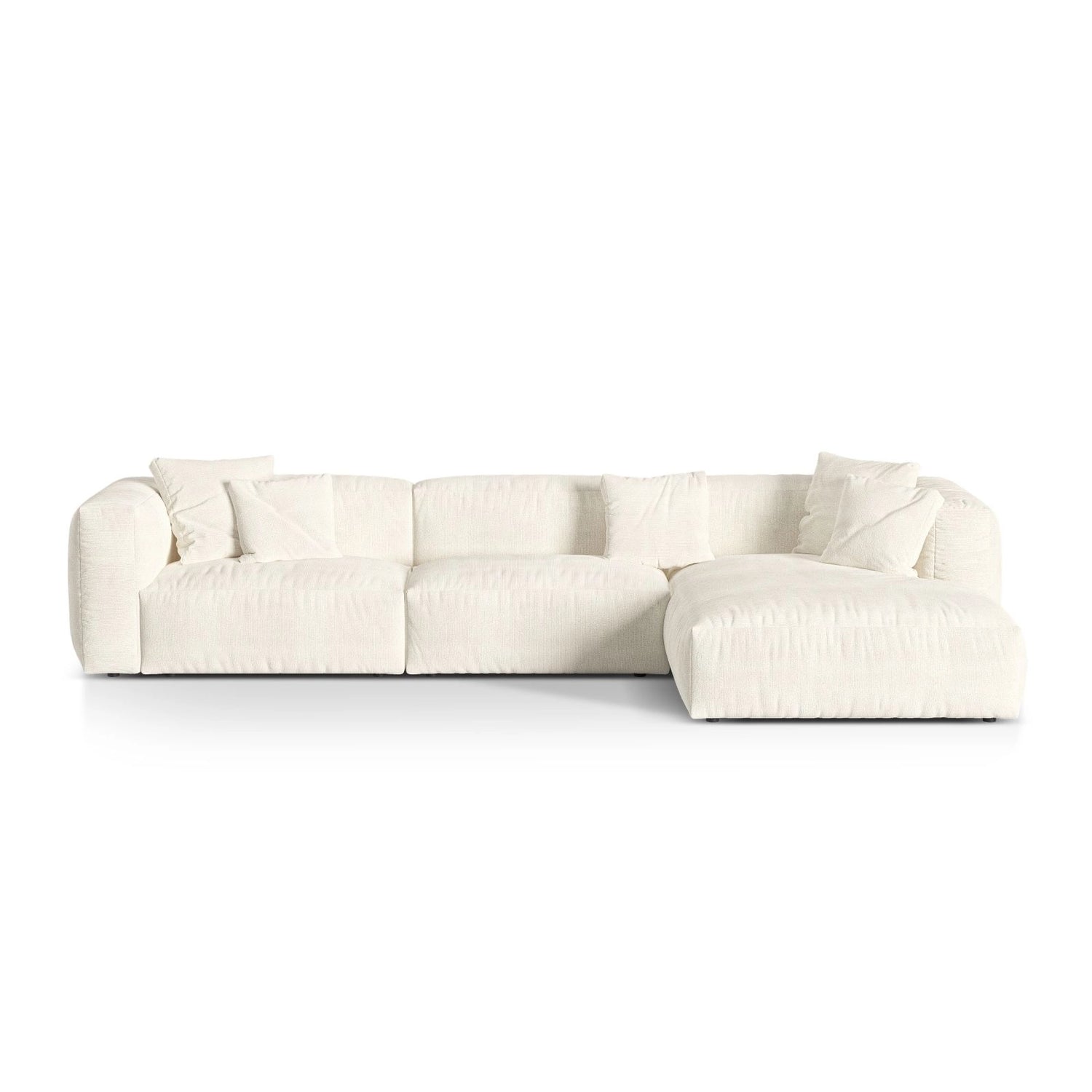 Martina modulares Ecksofa, Rechte Seite, Sitztiefe 76 cm, aus Boucle in Elfenbein (Monet Nata), 330x176 cm von Micadoni – Bild 1