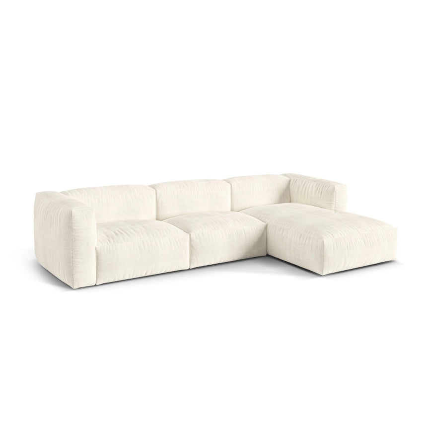 Martina modulares Ecksofa, Rechte Seite, Sitztiefe 76 cm, aus Boucle in Elfenbein (Monet Nata), 330x176 cm von Micadoni – Bild 3