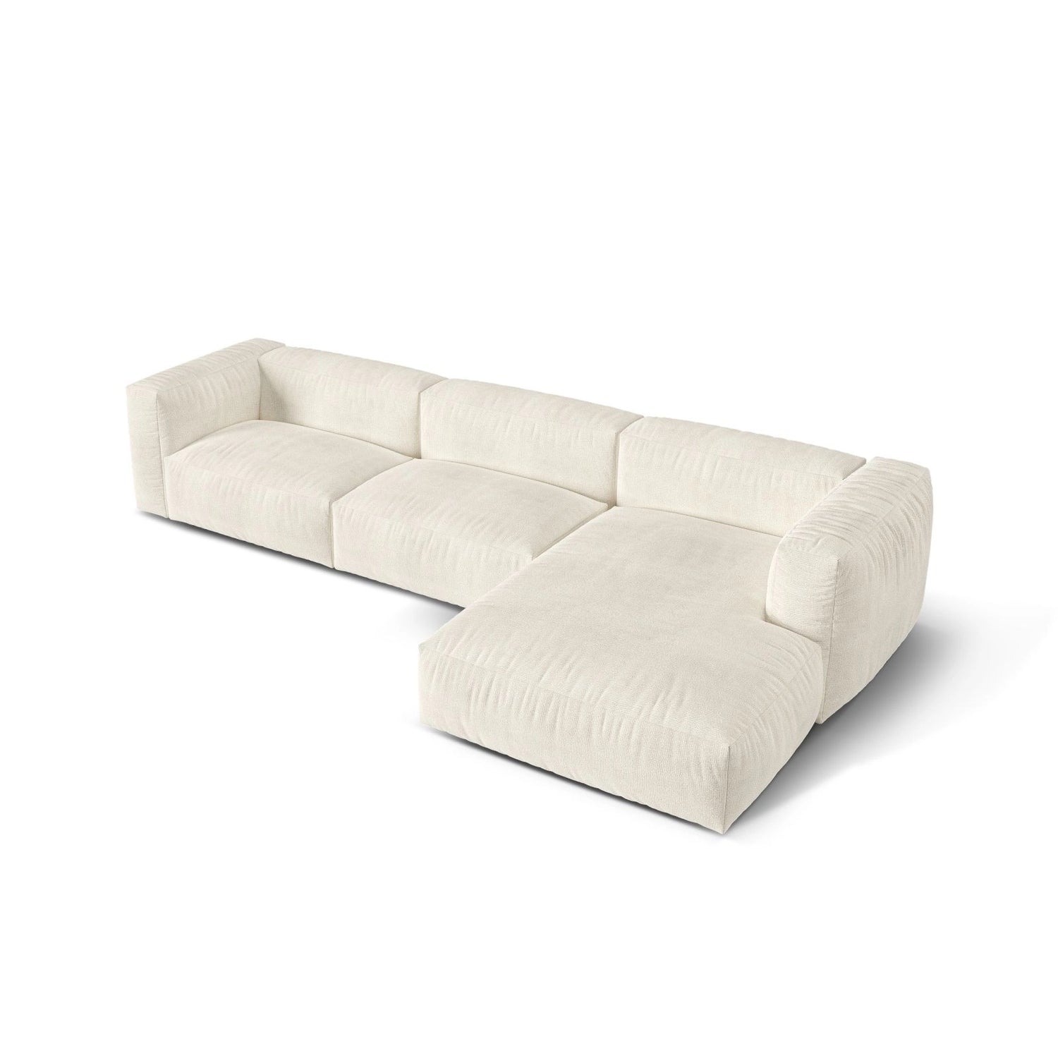 Martina modulares Ecksofa, Rechte Seite, Sitztiefe 76 cm, aus Boucle in Elfenbein (Monet Nata), 330x176 cm von Micadoni – Bild 4