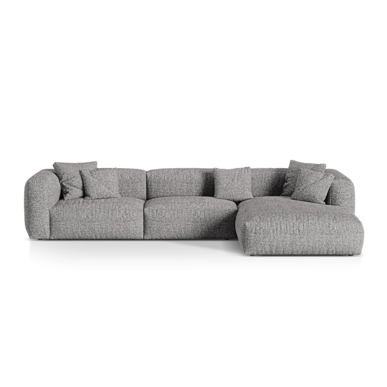 Martina modulares Ecksofa, Rechte Seite, Sitztiefe 76 cm, aus Boucle in Graphit (Monet Graphite), 330x176 cm von Micadoni – Bild 1