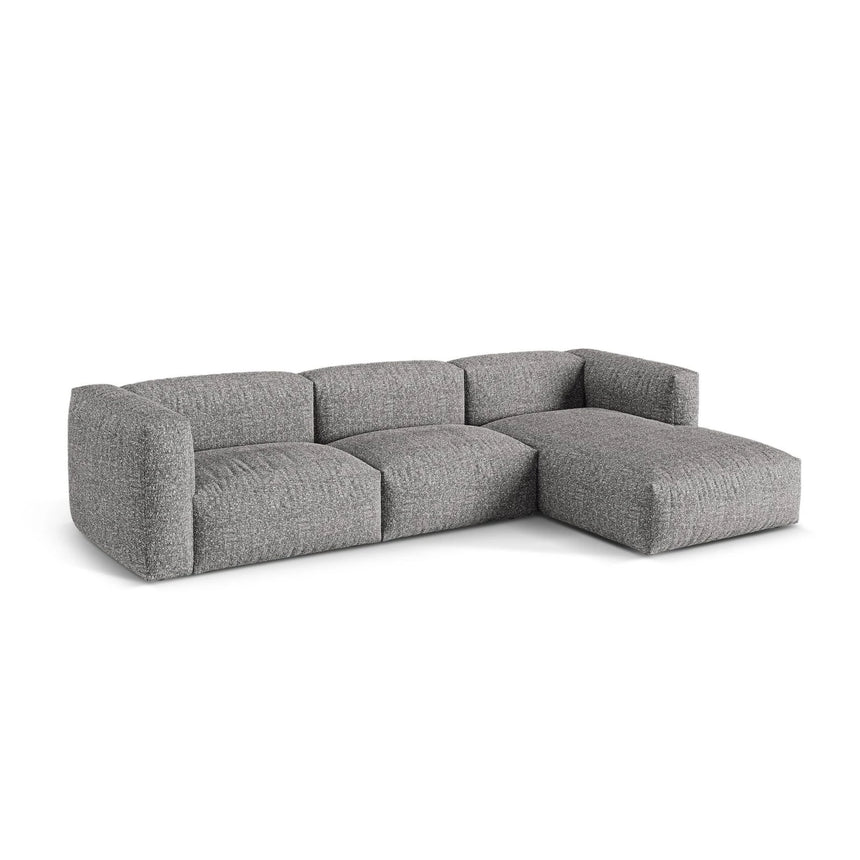 Martina modulares Ecksofa, Rechte Seite, Sitztiefe 76 cm, aus Boucle in Graphit (Monet Graphite), 330x176 cm von Micadoni – Bild 3