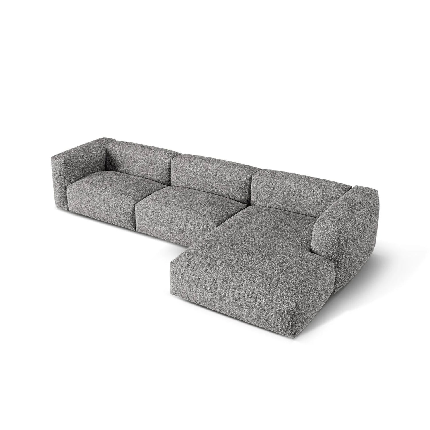 Martina modulares Ecksofa, Rechte Seite, Sitztiefe 76 cm, aus Boucle in Graphit (Monet Graphite), 330x176 cm von Micadoni – Bild 4