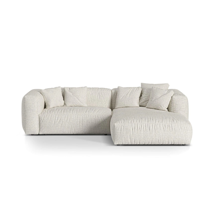 Martina modulares Ecksofa, Rechte Seite, Sitztiefe 76 cm, aus Boucle in Grau Beige meliert (Monet Pearl), 280x176 cm von Micadoni – Bild 1
