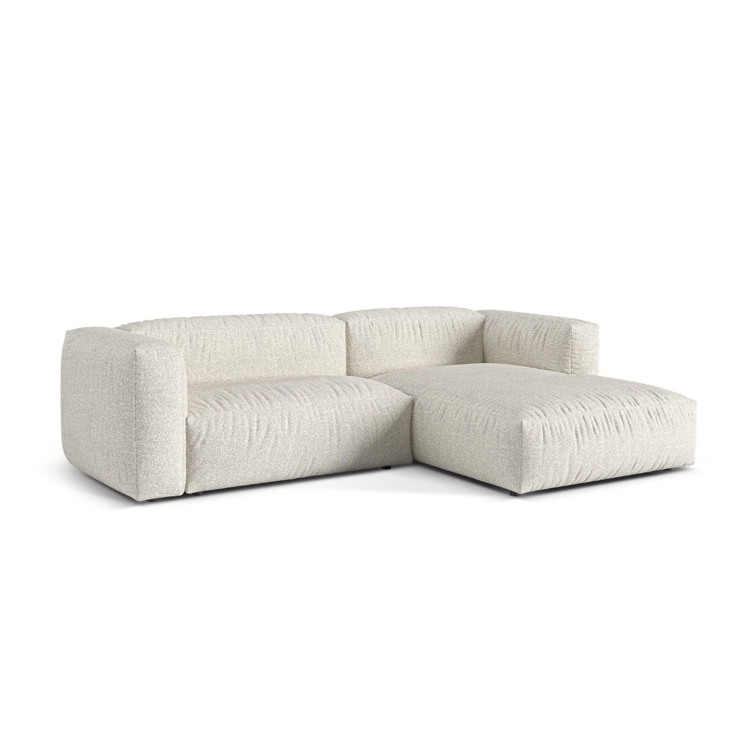 Martina modulares Ecksofa, Rechte Seite, Sitztiefe 76 cm, aus Boucle in Grau Beige meliert (Monet Pearl), 280x176 cm von Micadoni – Bild 3