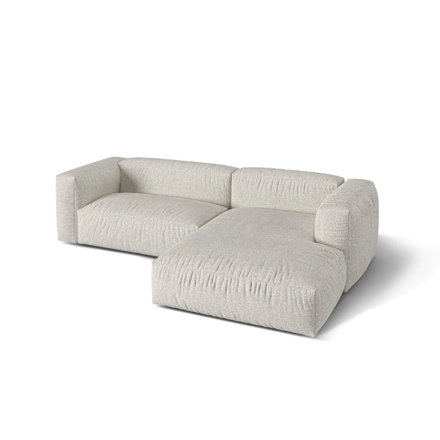 Martina modulares Ecksofa, Rechte Seite, Sitztiefe 76 cm, aus Boucle in Grau Beige meliert (Monet Pearl), 280x176 cm von Micadoni – Bild 4
