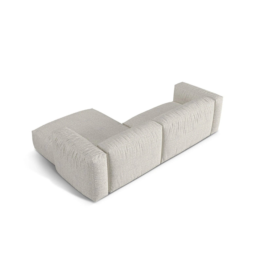 Martina modulares Ecksofa, Rechte Seite, Sitztiefe 76 cm, aus Boucle in Grau Beige meliert (Monet Pearl), 280x176 cm von Micadoni – Bild 5