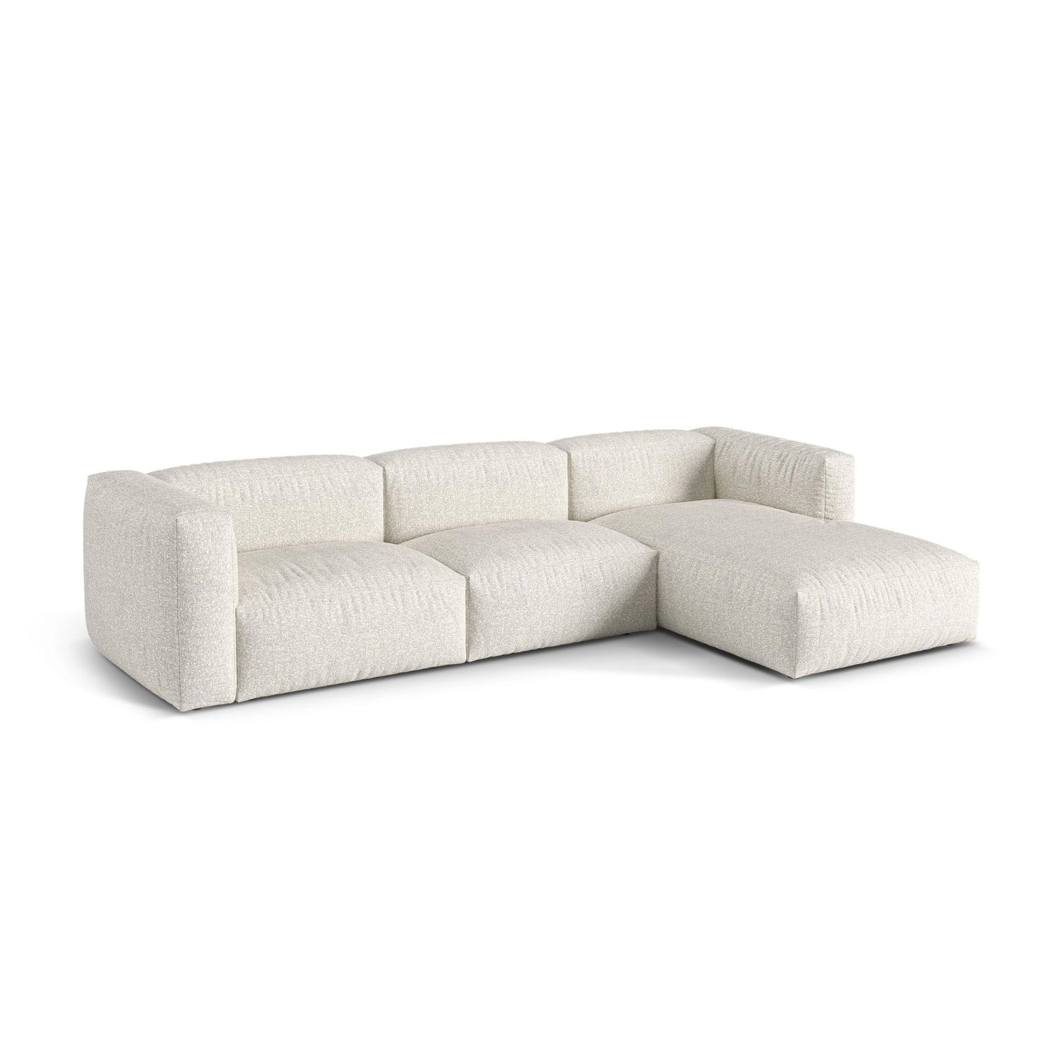 Martina modulares Ecksofa, Rechte Seite, Sitztiefe 76 cm, aus Boucle in Grau Beige meliert (Monet Pearl), 330x176 cm von Micadoni – Bild 3