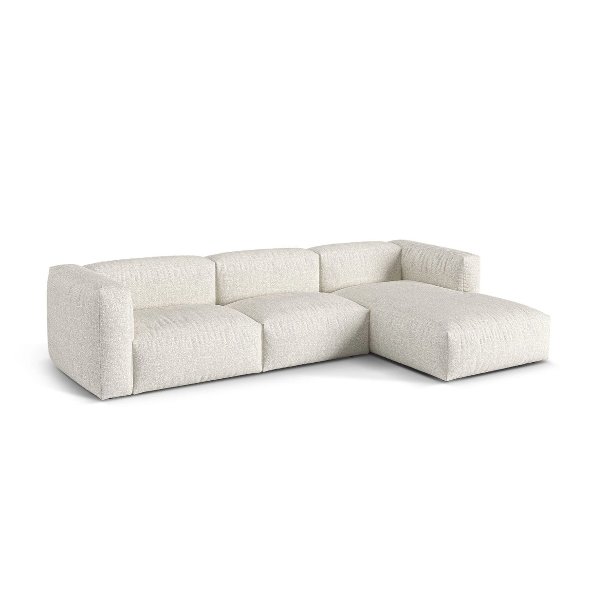 Martina modulares Ecksofa, Rechte Seite, Sitztiefe 76 cm, aus Boucle in Grau Beige meliert (Monet Pearl), 330x176 cm von Micadoni – Bild 3