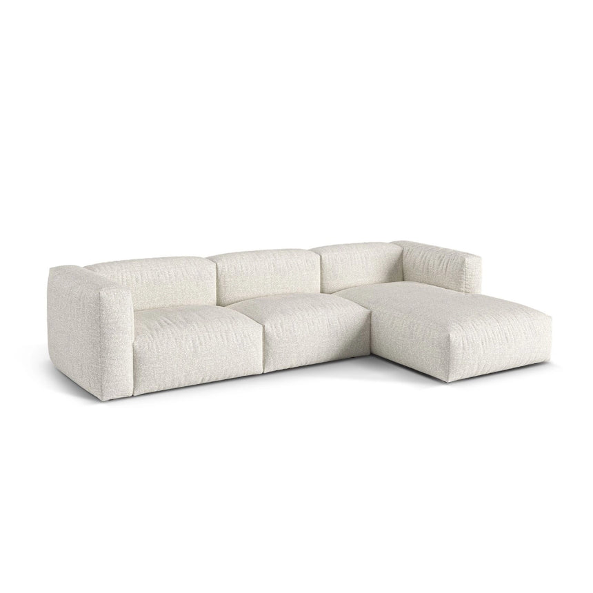 Martina modulares Ecksofa, Rechte Seite, Sitztiefe 76 cm, aus Boucle in Grau Beige meliert (Monet Pearl), 330x176 cm von Micadoni – Bild 3