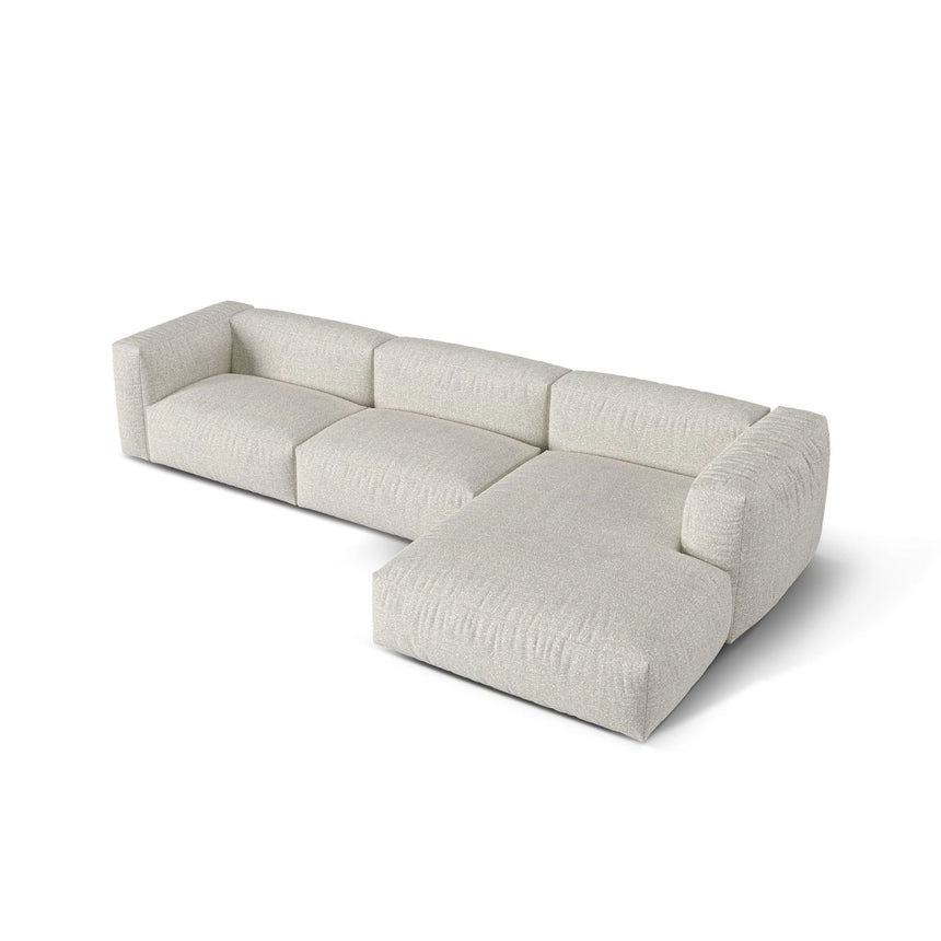 Martina modulares Ecksofa, Rechte Seite, Sitztiefe 76 cm, aus Boucle in Grau Beige meliert (Monet Pearl), 330x176 cm von Micadoni – Bild 4