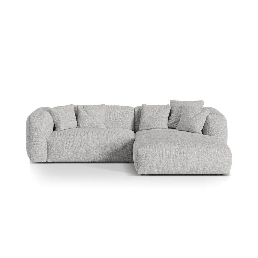 Martina modulares Ecksofa, Rechte Seite, Sitztiefe 76 cm, aus Boucle in Silber (Monet Silver), 280x176 cm von Micadoni – Bild 1