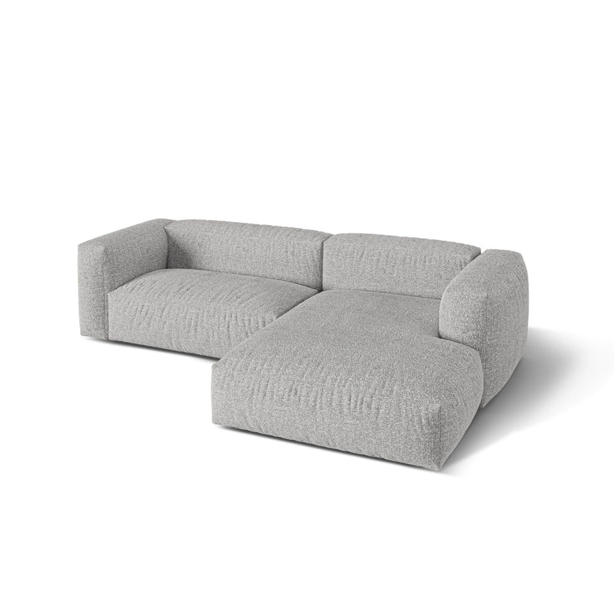 Martina modulares Ecksofa, Rechte Seite, Sitztiefe 76 cm, aus Boucle in Silber (Monet Silver), 280x176 cm von Micadoni – Bild 4