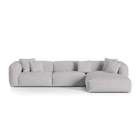 Martina modulares Ecksofa, Rechte Seite, Sitztiefe 76 cm, aus Boucle in Silber (Monet Silver), 330x176 cm von Micadoni – Bild 1