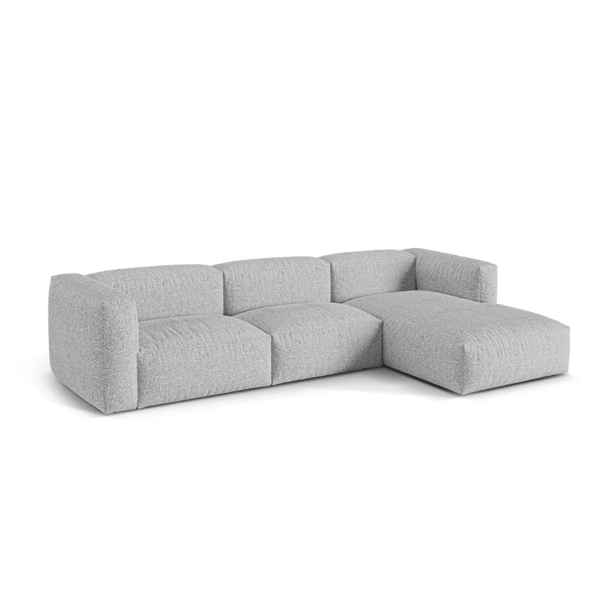 Martina modulares Ecksofa, Rechte Seite, Sitztiefe 76 cm, aus Boucle in Silber (Monet Silver), 330x176 cm von Micadoni – Bild 3