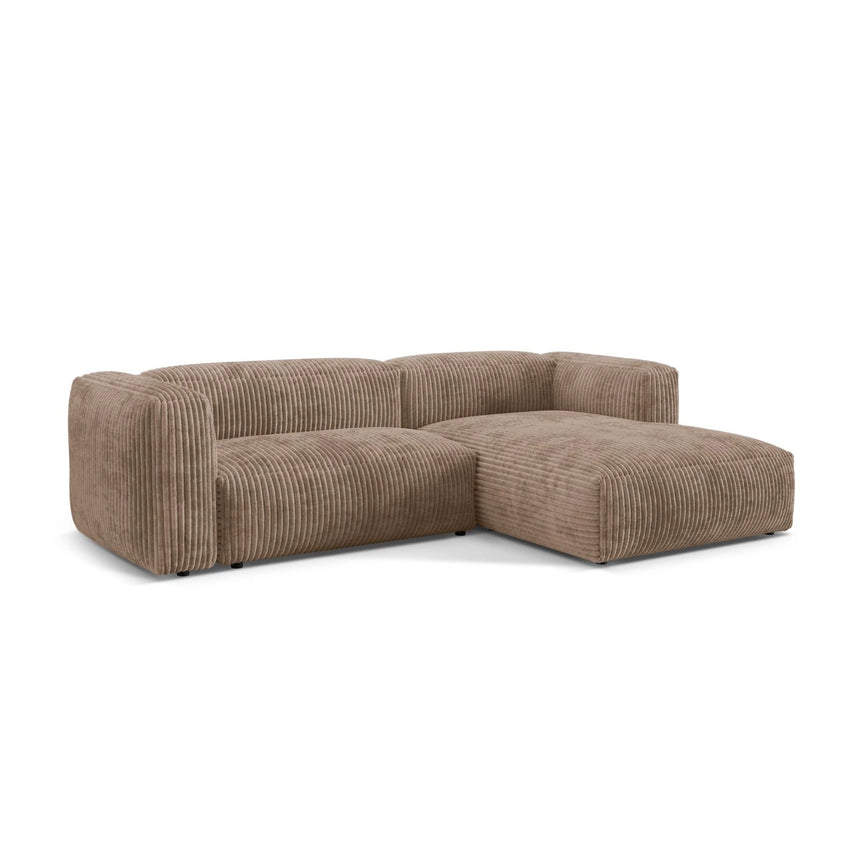 Martina modulares Ecksofa, Rechte Seite, Sitztiefe 76 cm, aus Cord in Acorn (Tilia 17), 280x176 cm von Micadoni – Bild 3