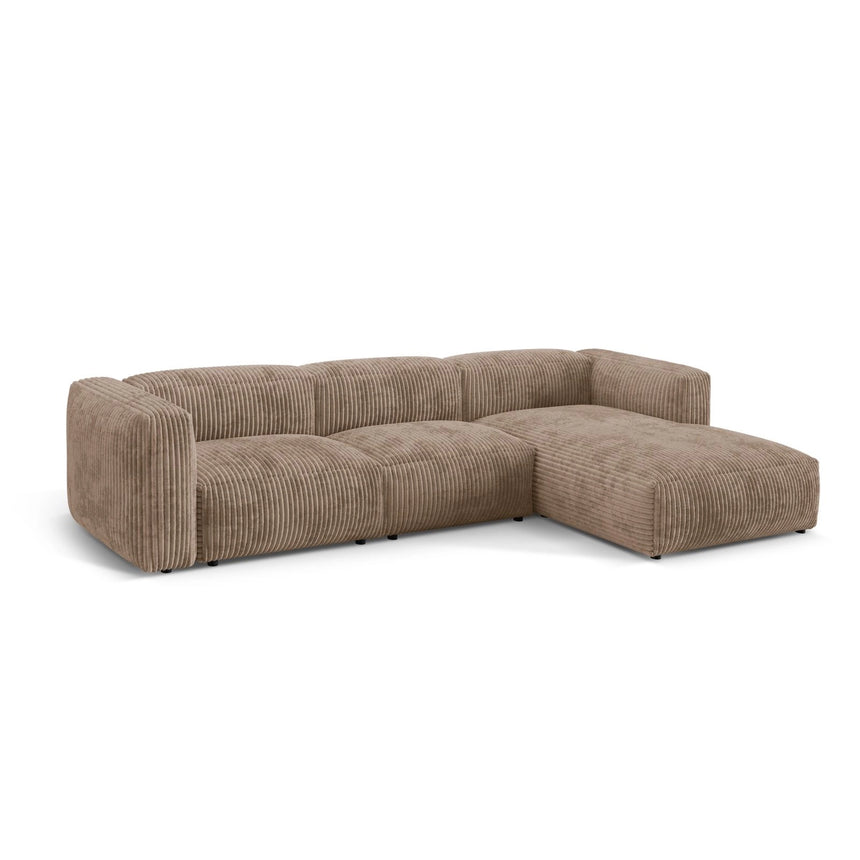 Martina modulares Ecksofa, Rechte Seite, Sitztiefe 76 cm, aus Cord in Acorn (Tilia 17), 330x176 cm von Micadoni – Bild 3