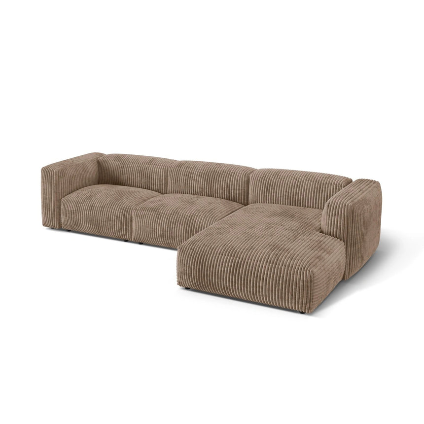 Martina modulares Ecksofa, Rechte Seite, Sitztiefe 76 cm, aus Cord in Acorn (Tilia 17), 330x176 cm von Micadoni – Bild 4