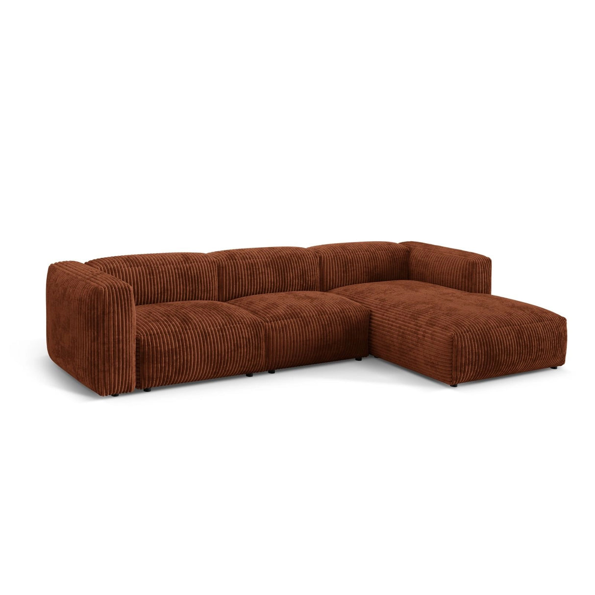 Martina modulares Ecksofa, Rechte Seite, Sitztiefe 76 cm, aus Cord in Brick (Tilia 52), 330x176 cm von Micadoni – Bild 3