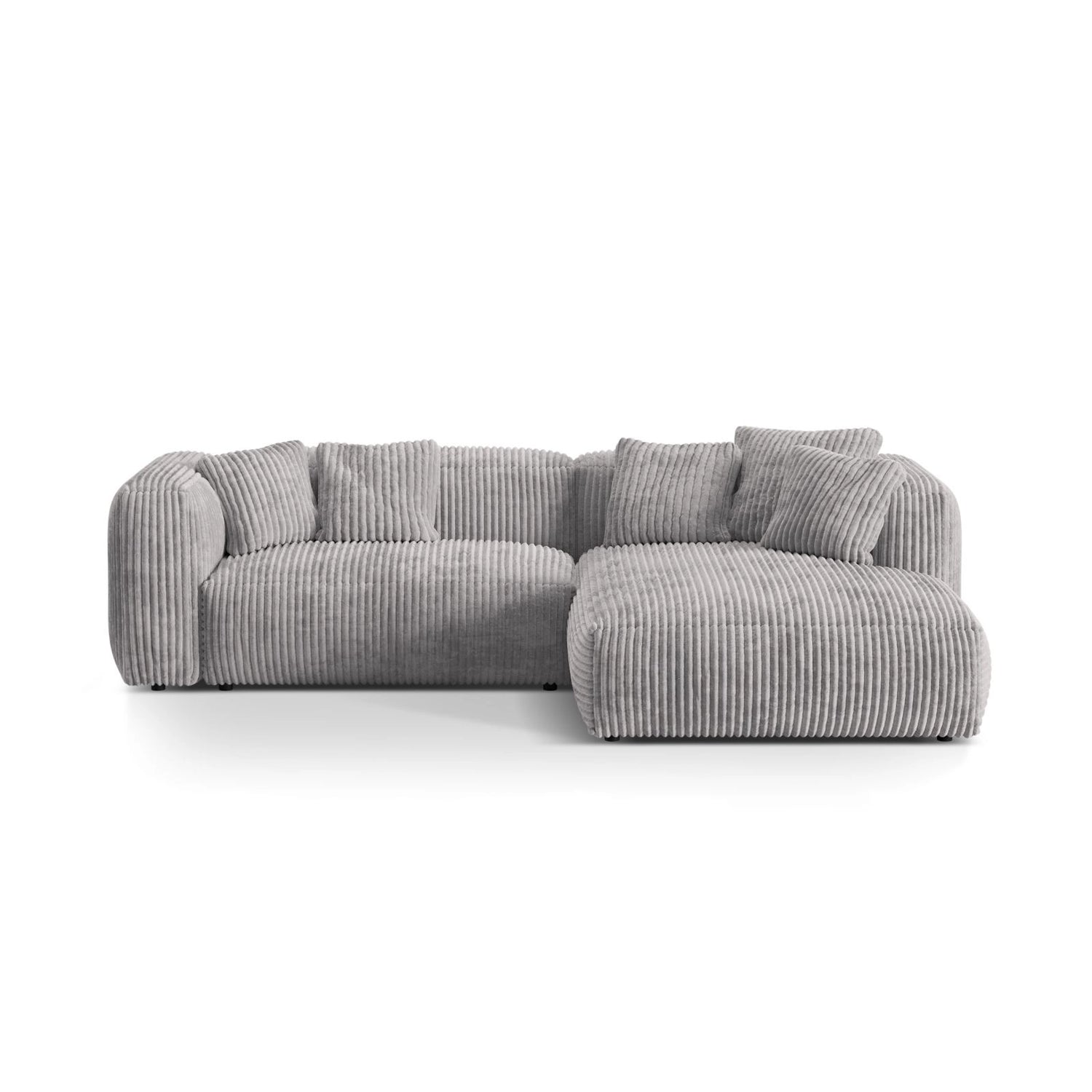 Martina modulares Ecksofa, Rechte Seite, Sitztiefe 76 cm, aus Cord in Hellgrau (Tilia 86), 280x176 cm von Micadoni – Bild 1