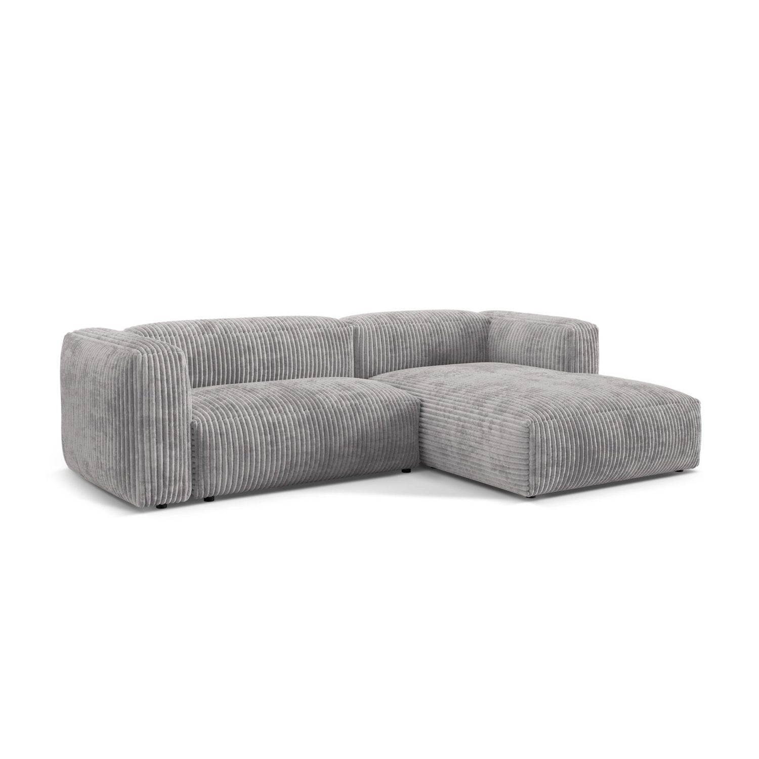 Martina modulares Ecksofa, Rechte Seite, Sitztiefe 76 cm, aus Cord in Hellgrau (Tilia 86), 280x176 cm von Micadoni – Bild 3