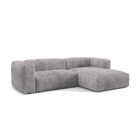 Martina modulares Ecksofa, Rechte Seite, Sitztiefe 76 cm, aus Cord in Hellgrau (Tilia 86), 280x176 cm von Micadoni – Bild 3