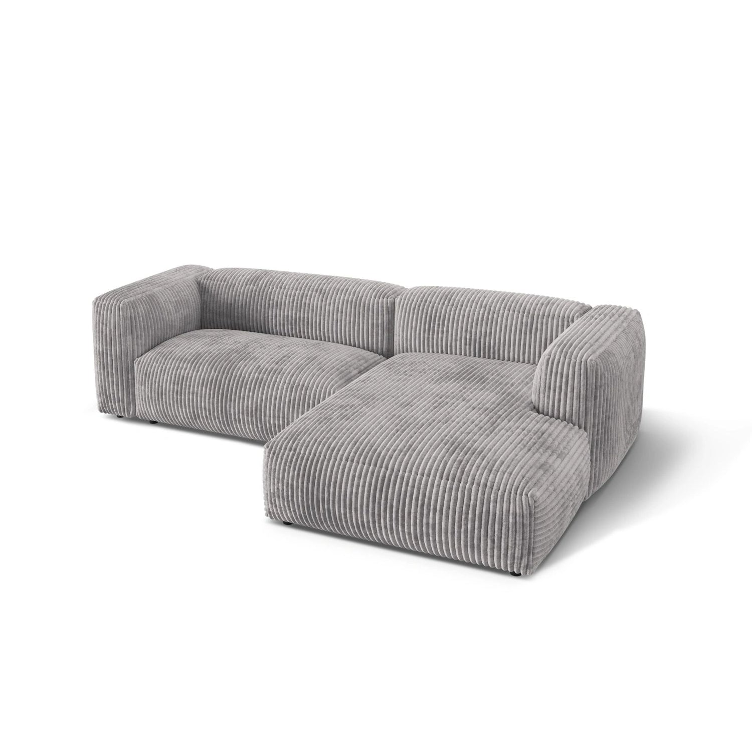 Martina modulares Ecksofa, Rechte Seite, Sitztiefe 76 cm, aus Cord in Hellgrau (Tilia 86), 280x176 cm von Micadoni – Bild 4