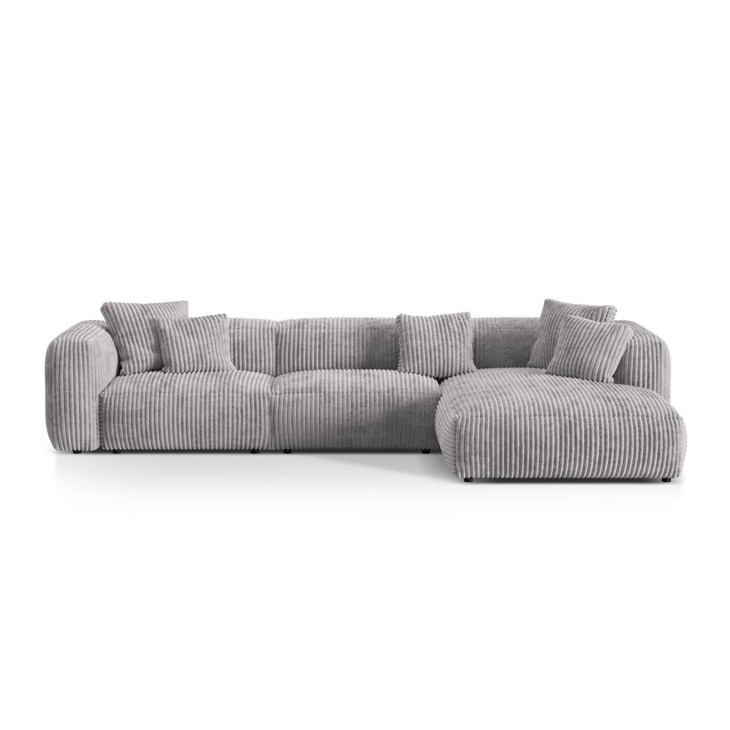 Martina modulares Ecksofa, Rechte Seite, Sitztiefe 76 cm, aus Cord in Hellgrau (Tilia 86), 330x176 cm von Micadoni – Bild 1