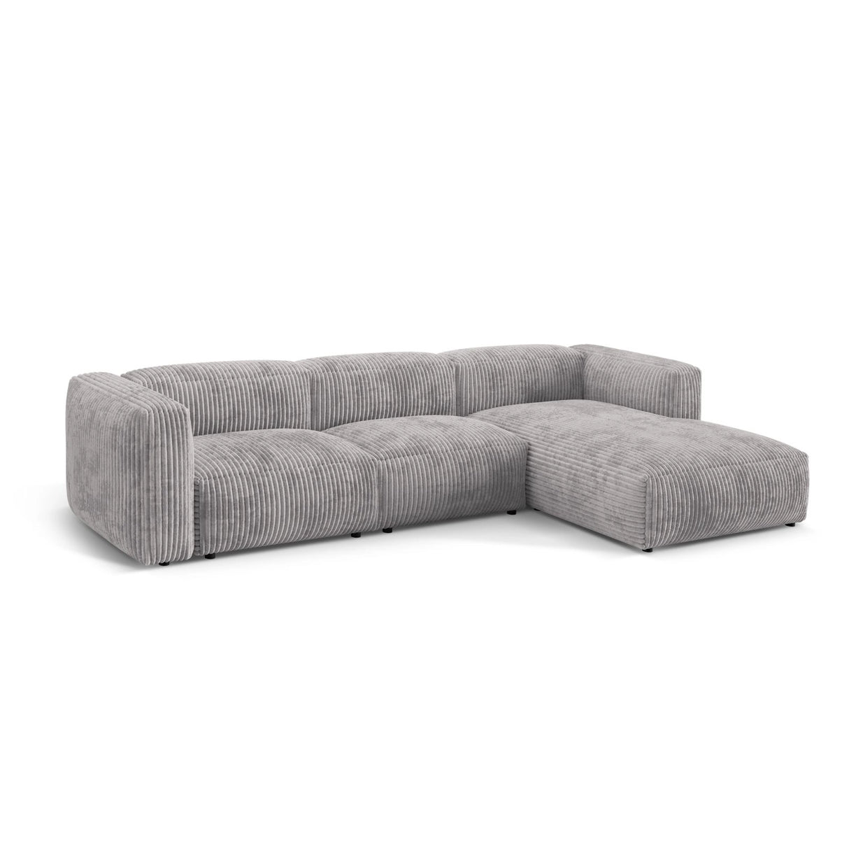 Martina modulares Ecksofa, Rechte Seite, Sitztiefe 76 cm, aus Cord in Hellgrau (Tilia 86), 330x176 cm von Micadoni – Bild 3
