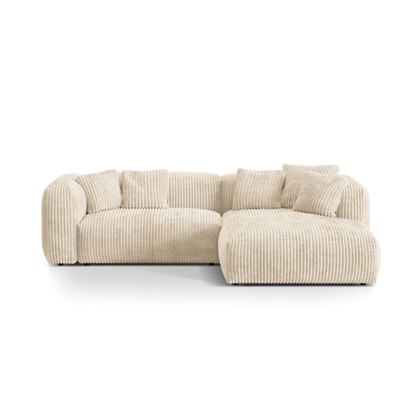 Martina modulares Ecksofa, Rechte Seite, Sitztiefe 76 cm, aus Cord in Leichtes Beige (Tilia 03), 280x176 cm von Micadoni – Bild 1