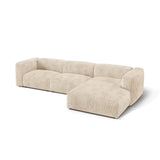 Martina modulares Ecksofa, Rechte Seite, Sitztiefe 76 cm, aus Cord in Leichtes Beige (Tilia 03), 330x176 cm von Micadoni – Bild 4