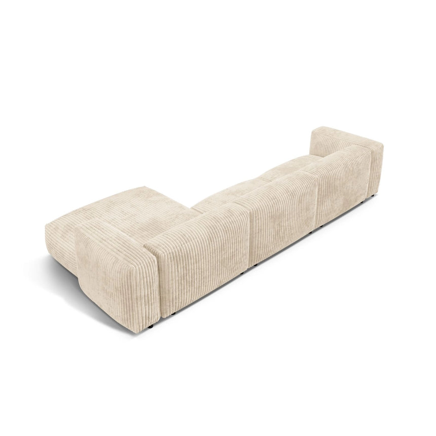 Martina modulares Ecksofa, Rechte Seite, Sitztiefe 76 cm, aus Cord in Leichtes Beige (Tilia 03), 330x176 cm von Micadoni – Bild 5