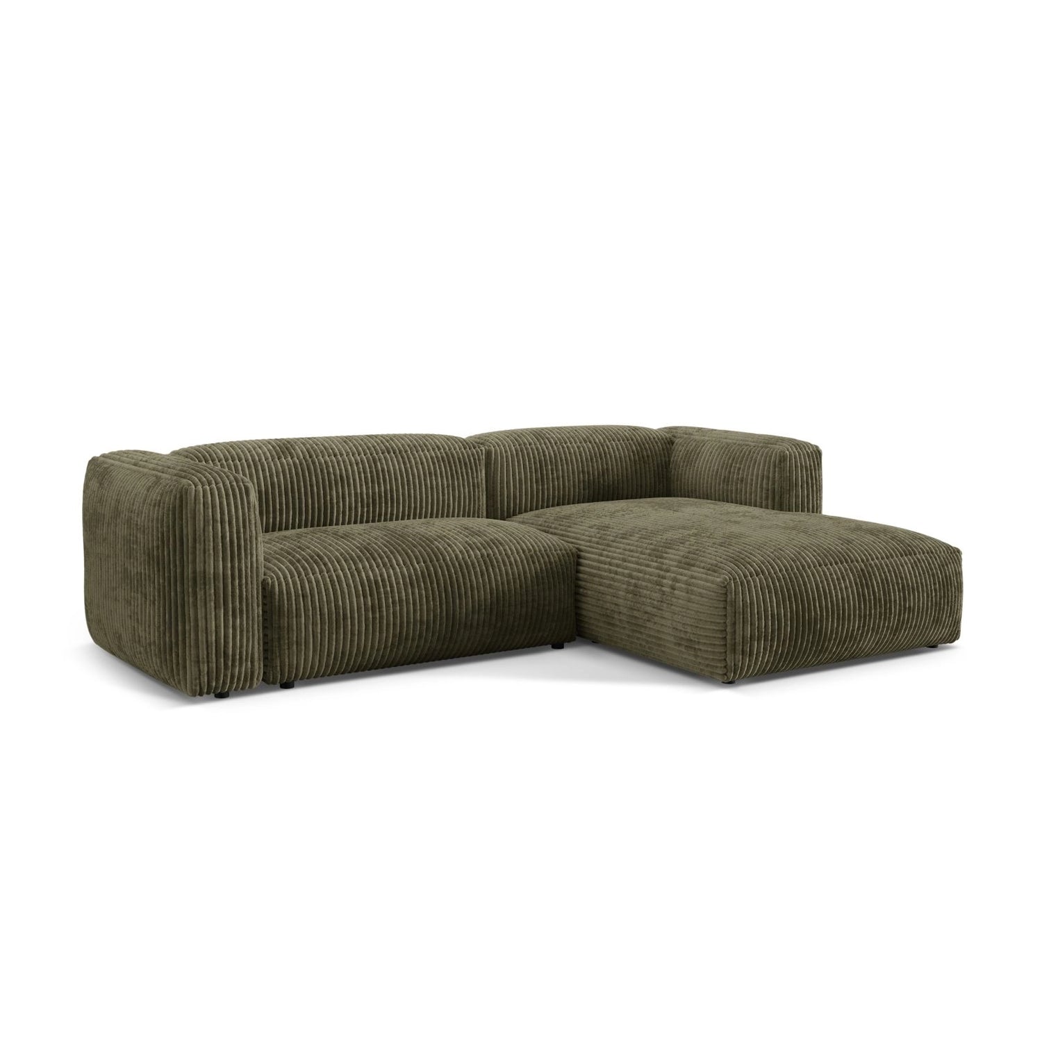 Martina modulares Ecksofa, Rechte Seite, Sitztiefe 76 cm, aus Cord in Moosgrün (Tilia 37), 280x176 cm von Micadoni – Bild 3