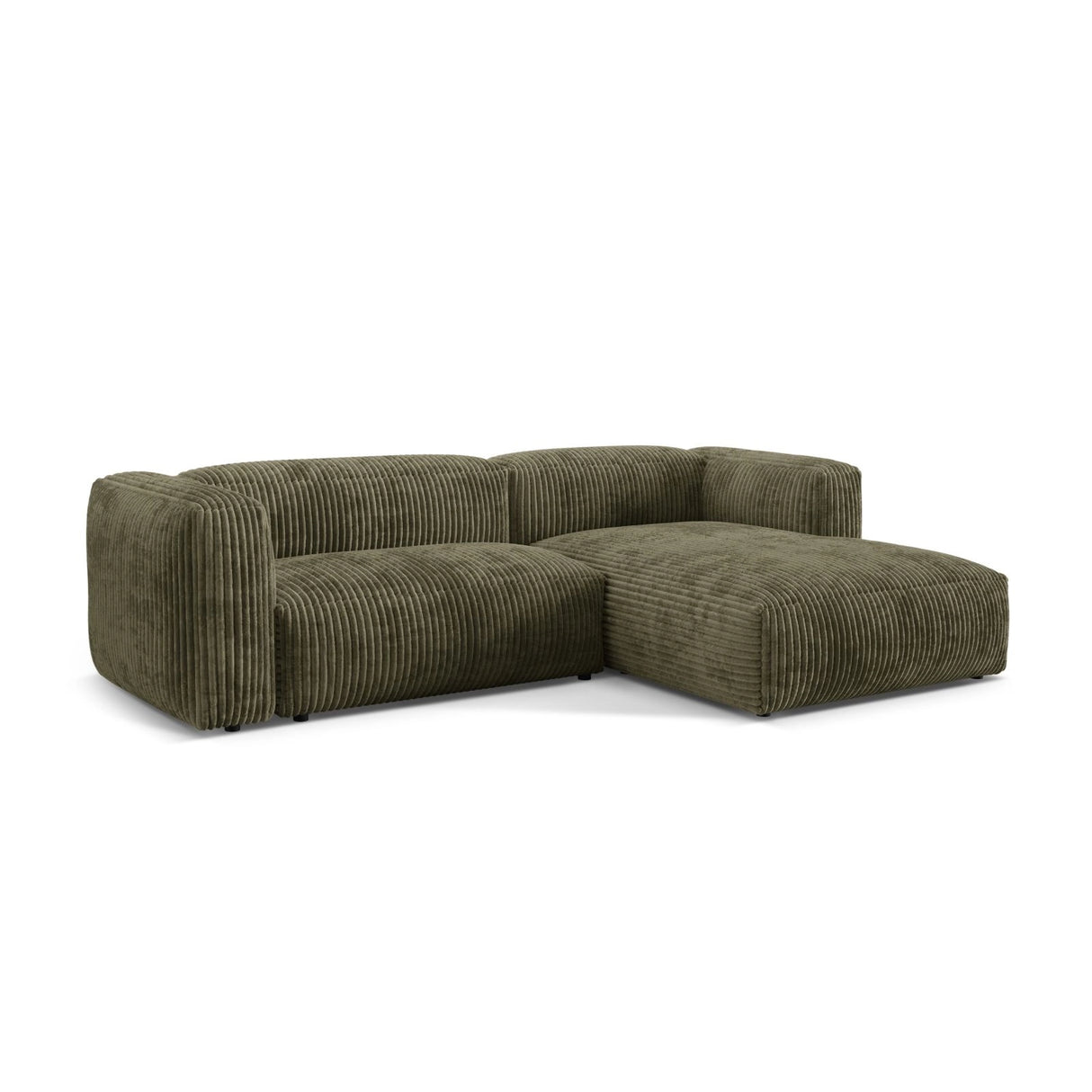 Martina modulares Ecksofa, Rechte Seite, Sitztiefe 76 cm, aus Cord in Moosgrün (Tilia 37), 280x176 cm von Micadoni – Bild 3