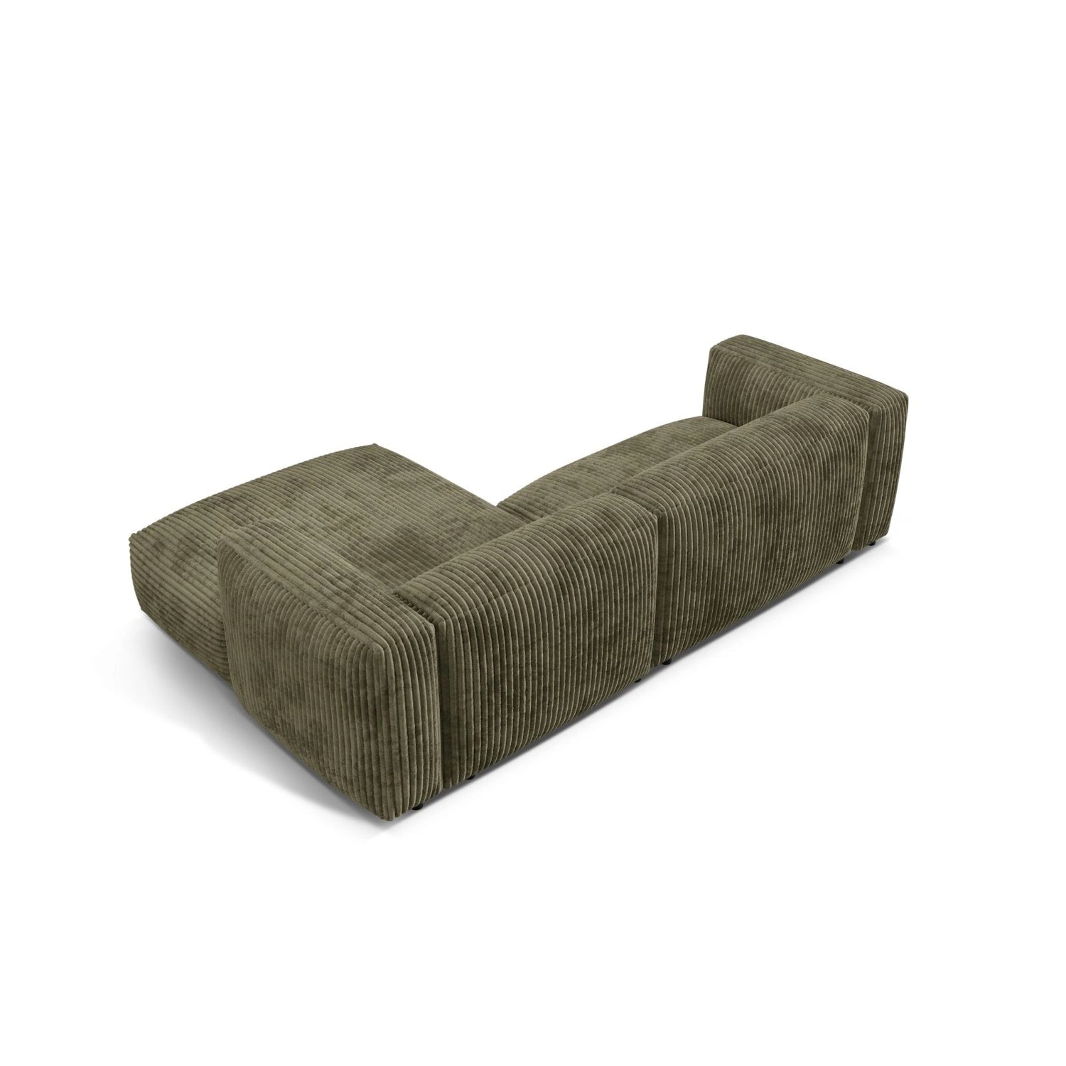 Martina modulares Ecksofa, Rechte Seite, Sitztiefe 76 cm, aus Cord in Moosgrün (Tilia 37), 280x176 cm von Micadoni – Bild 5