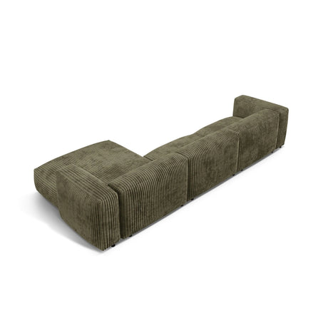 Martina modulares Ecksofa, Rechte Seite, Sitztiefe 76 cm, aus Cord in Moosgrün (Tilia 37), 330x176 cm von Micadoni – Bild 5