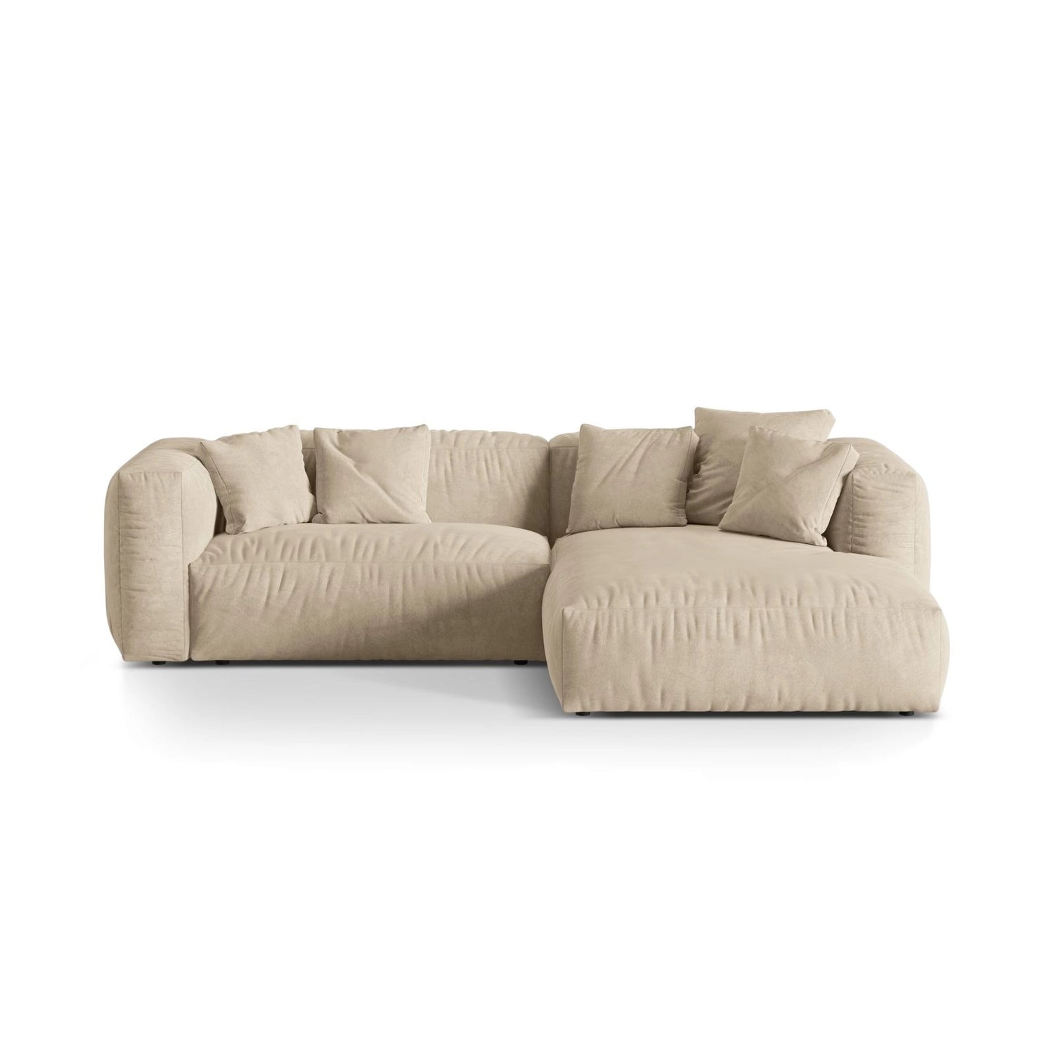 Martina modulares Ecksofa, Rechte Seite, Sitztiefe 76 cm, aus Samt, Cord, Boucle oder Strukturstoff, 280x176 cm von Micadoni – Bild 1
