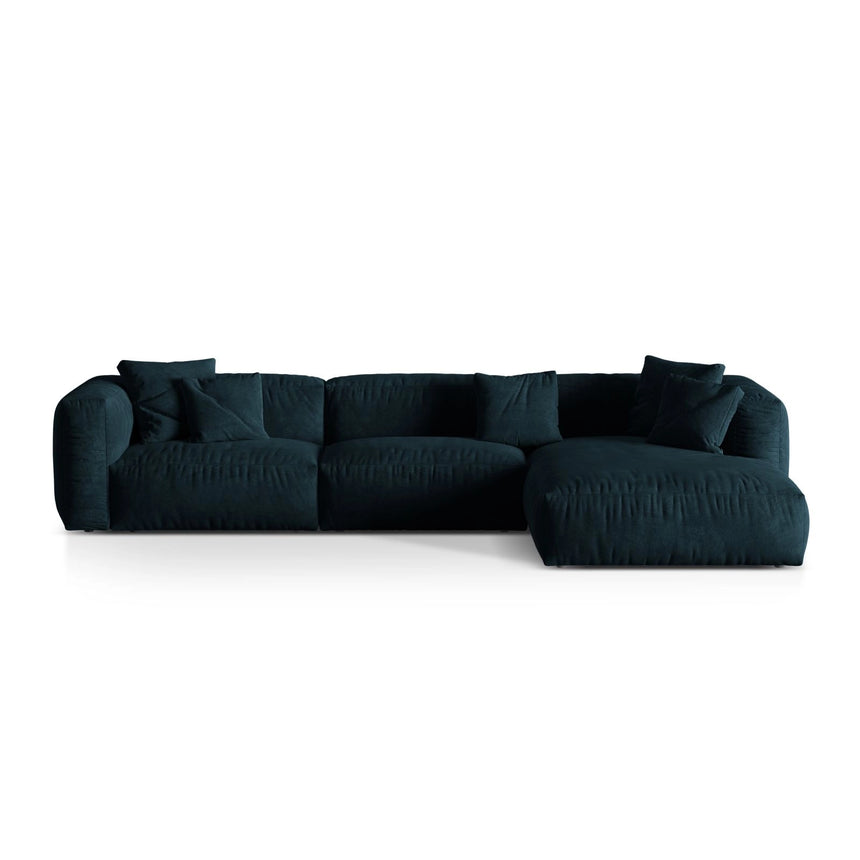 Martina modulares Ecksofa, Rechte Seite, Sitztiefe 76 cm, aus Samt in Deep Petrol (Vogue 13), 330x176 cm von Micadoni – Bild 1