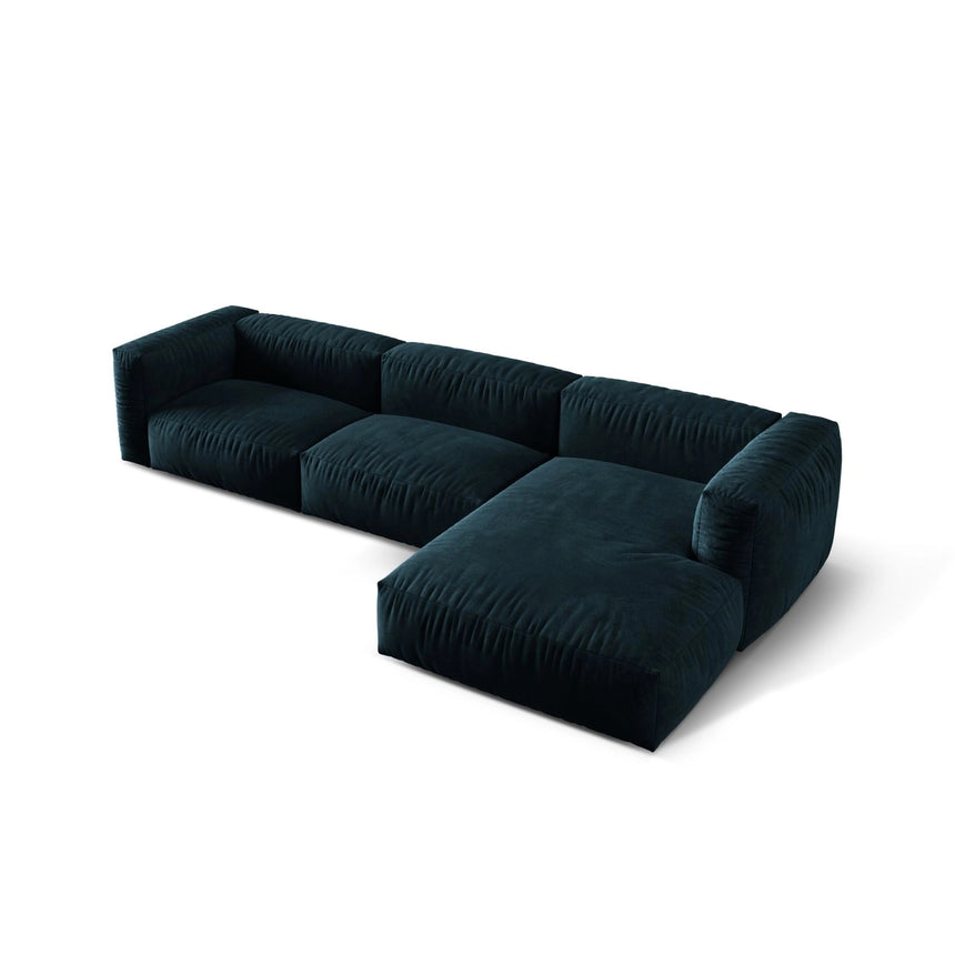 Martina modulares Ecksofa, Rechte Seite, Sitztiefe 76 cm, aus Samt in Deep Petrol (Vogue 13), 330x176 cm von Micadoni – Bild 4